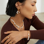 Pearl Beaded Molten T-Bar Bracelet