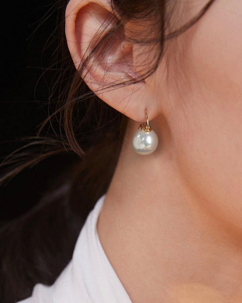 Pearl Drop Mini Hoop Earrings