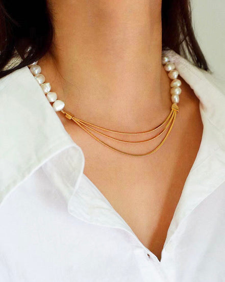 Pearl Snake Chain Necklace