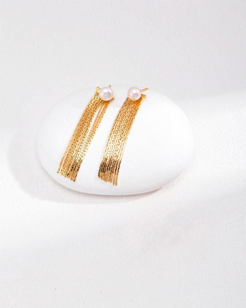 Pearl Stud Tassels Earrings