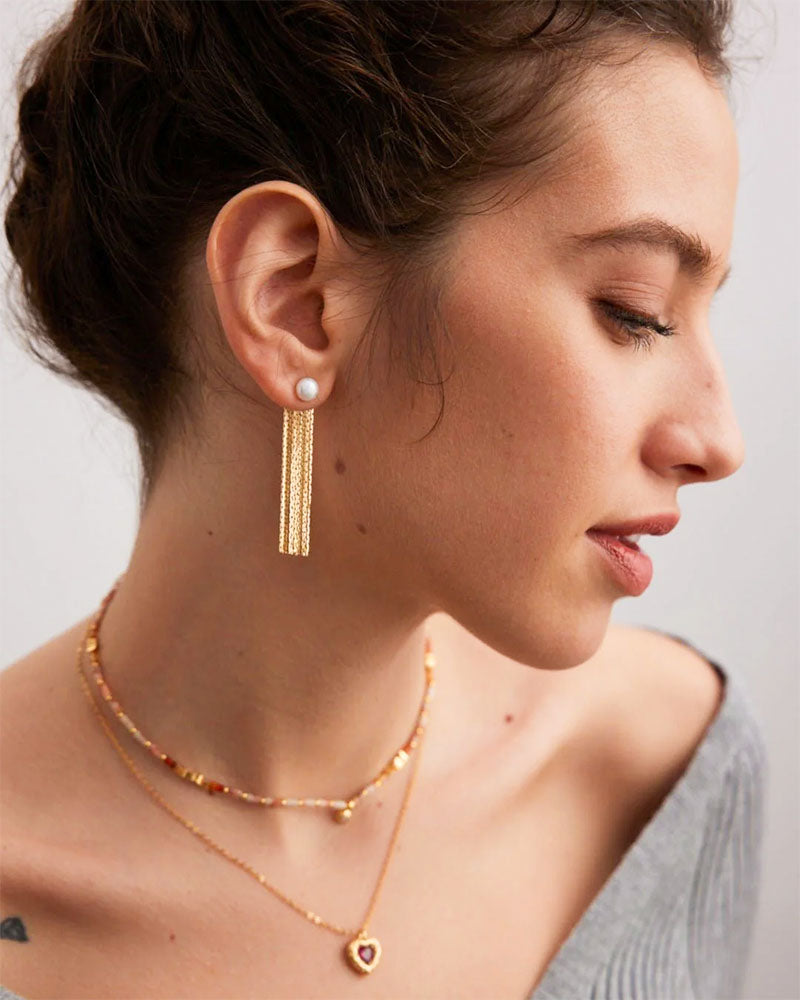 Pearl Stud Tassels Earrings