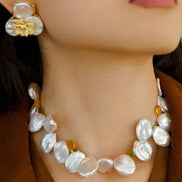 Three Petal Baroque Pearl Stud Earrings