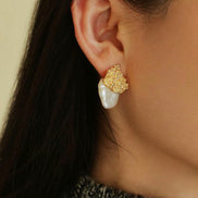 Petal Baroque Pearl Stud Earrings