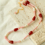 Pink Berry Summer Beaded Necklace