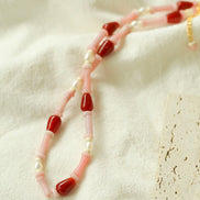 Pink Berry Summer Beaded Necklace