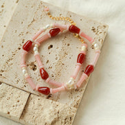 Pink Berry Summer Beaded Necklace