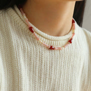 Pink Berry Summer Beaded Necklace