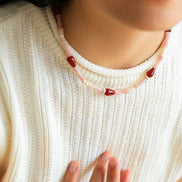 Pink Berry Summer Beaded Necklace