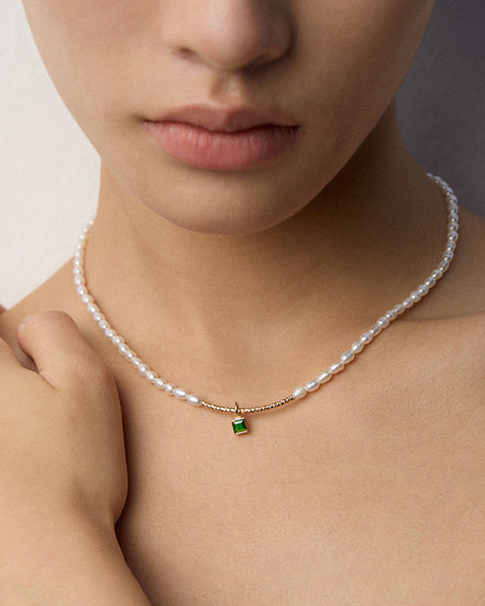 Pure Grace Emerald Drop Necklace