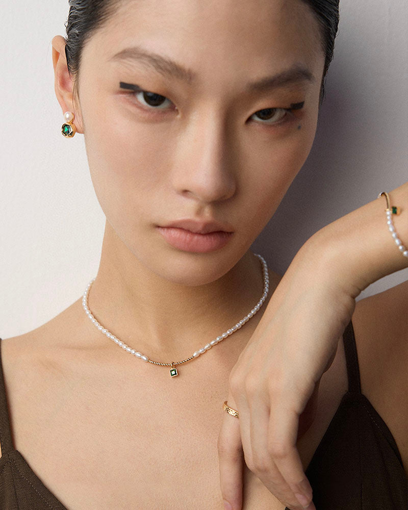 Pure Grace Emerald Drop Necklace