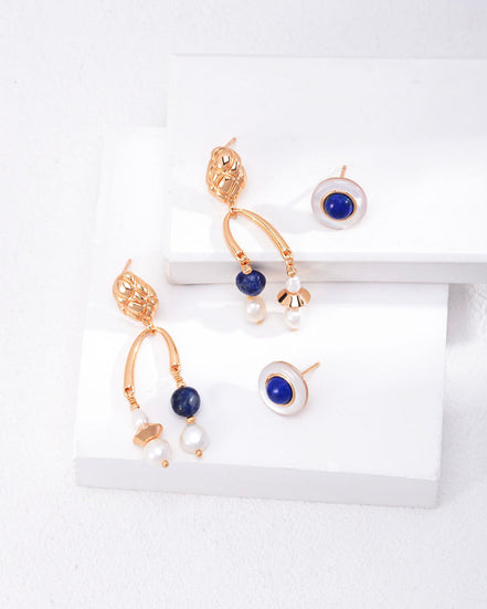 Quiet Orbit Lapis Earrings