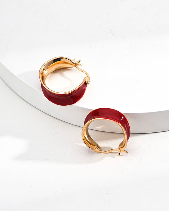Scarlet Enamel Hoops