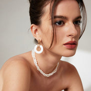 Shell Hoop Drop Earrings