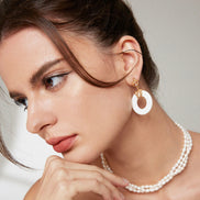 Shell Hoop Drop Earrings