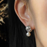 Shell Pearl Stud Earrings