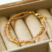 Gemstone Beaded Double Chain Bracelet