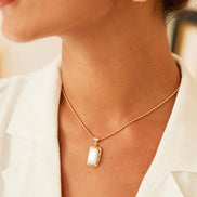 Square Baroque Pearl Pendant Necklace