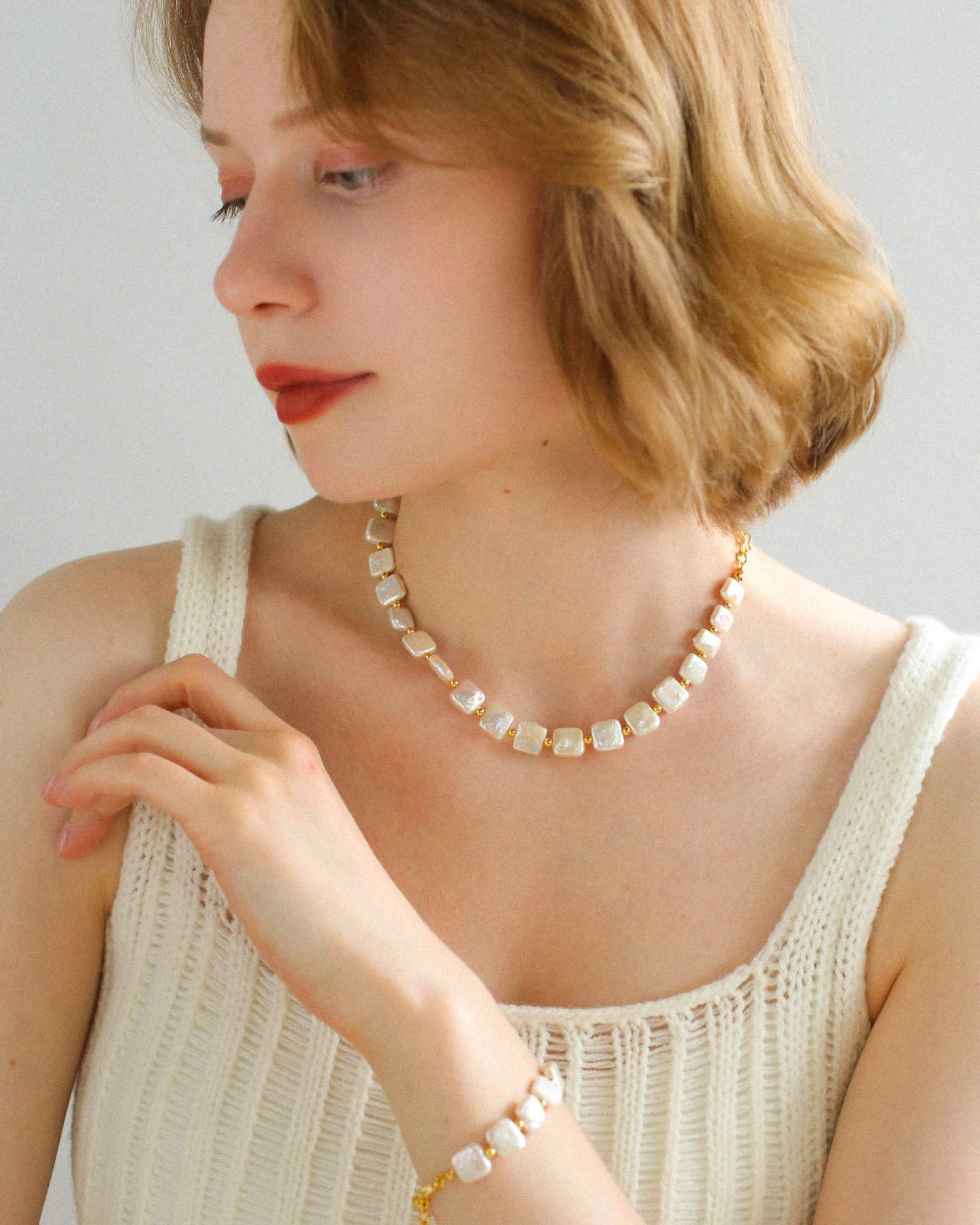 Square Pearl Necklace