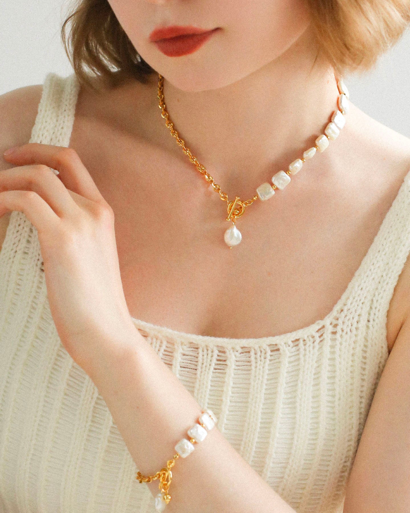 Square Pearl Necklace