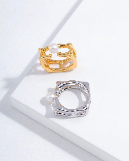 Square Vintage Pearl Ring