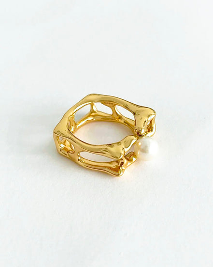 Square Vintage Pearl Ring
