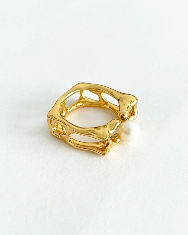 Square Vintage Pearl Ring