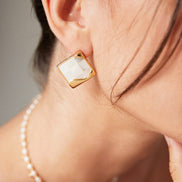 Squared Shell Stud Earrings