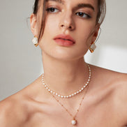 Squared Shell Stud Earrings