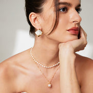 Squared Shell Stud Earrings