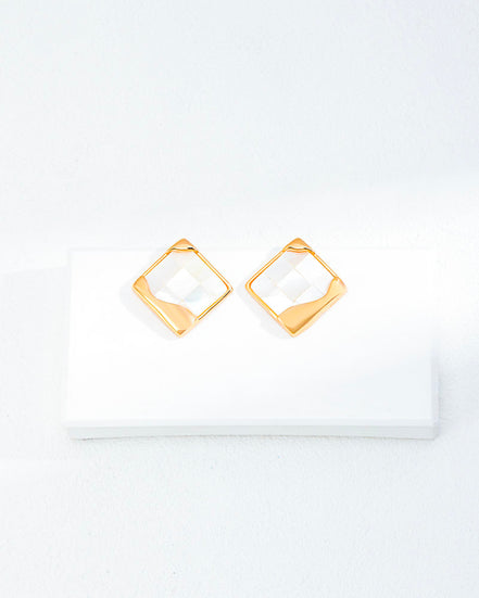 Squared Shell Stud Earrings