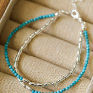 Gemstone Beaded Double Chain Bracelet