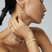 Twist Hoop Pearl Drop Earrings