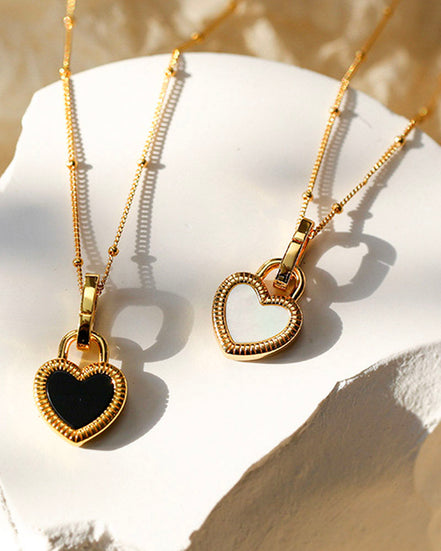 Two Sided Heart Padlock Necklace