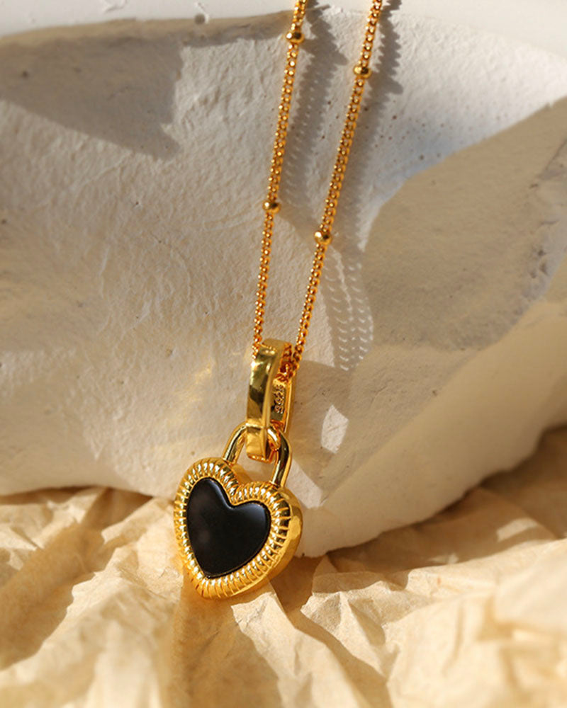 Two Sided Heart Padlock Necklace