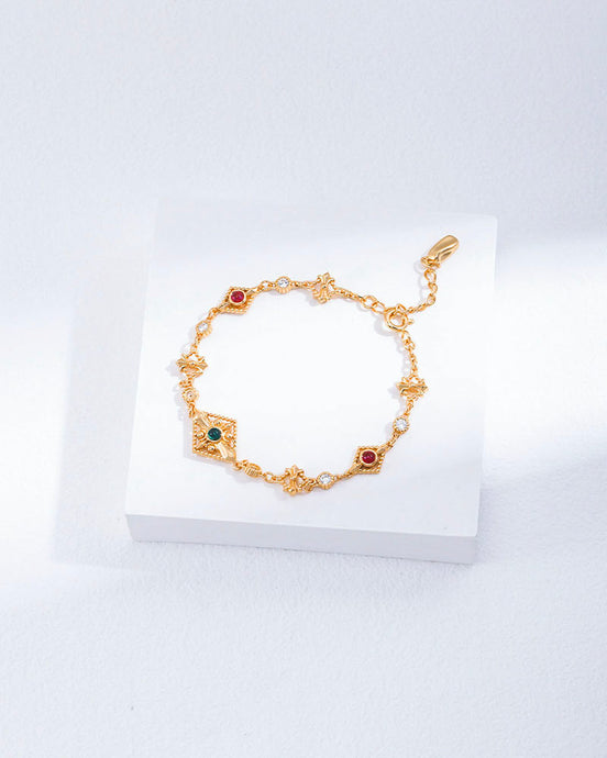 Vintage Gemstone Charm Bracelet
