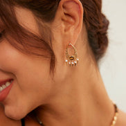 Vintage Ovate Gemstone Drop Earrings