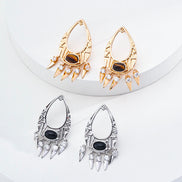 Vintage Ovate Gemstone Drop Earrings