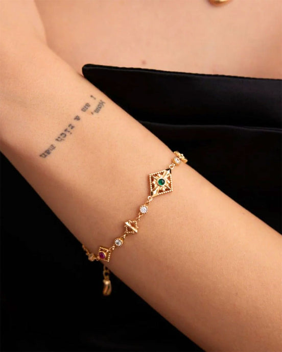 Vintage Gemstone Charm Bracelet