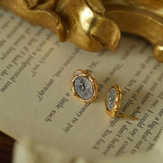 Vintage Greek Silver Coin Earrings