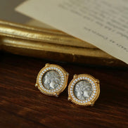 Vintage Greek Silver Coin Earrings
