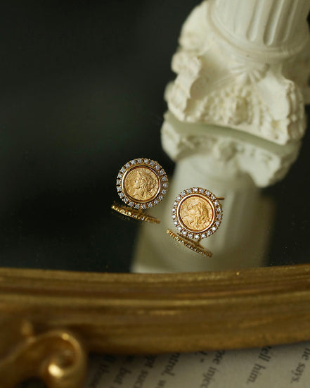 Vintage Greek Silver Coin Earrings