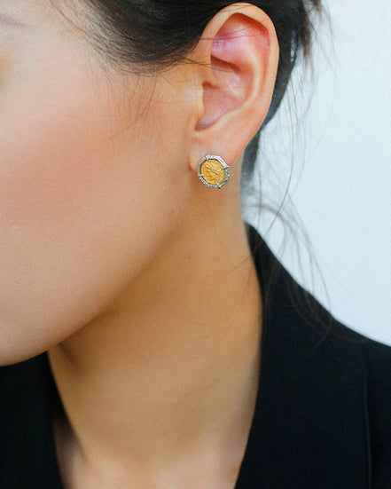 Vintage Greek Silver Coin Earrings