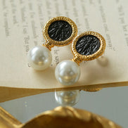 Vintage Greek Silver Coin Earrings