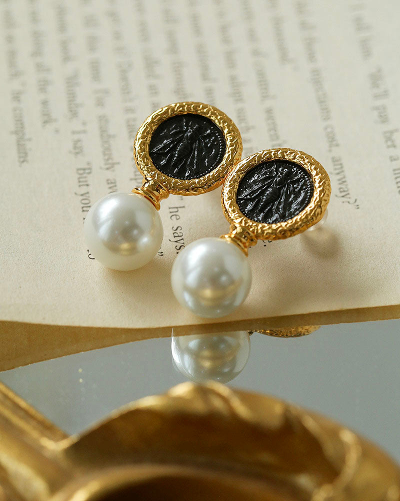 Vintage Greek Silver Coin Earrings