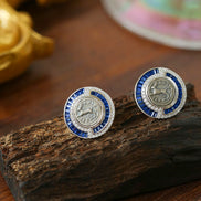 Vintage Greek Silver Coin Earrings