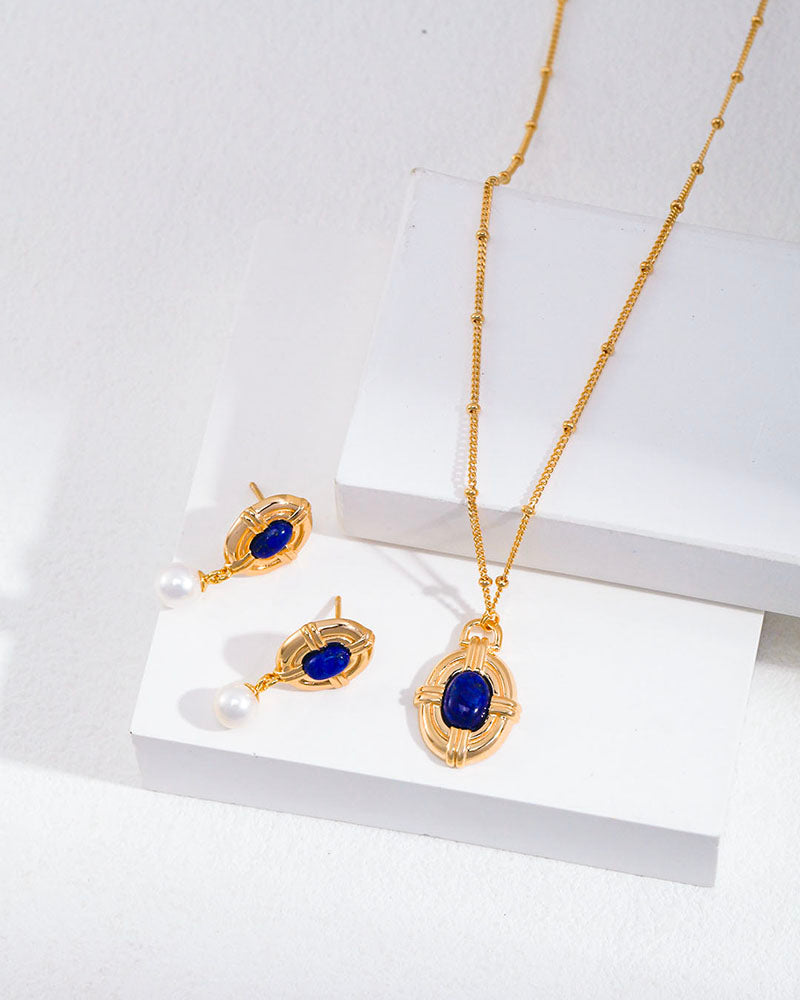 Vintage Lapis Pendant Necklace