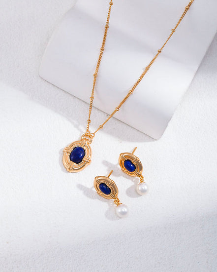Vintage Lapis Pendant Necklace