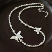 White Shell Butterfly Pearl Necklace