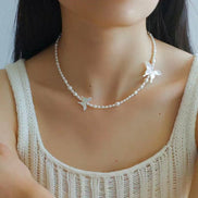 White Shell Butterfly Pearl Necklace